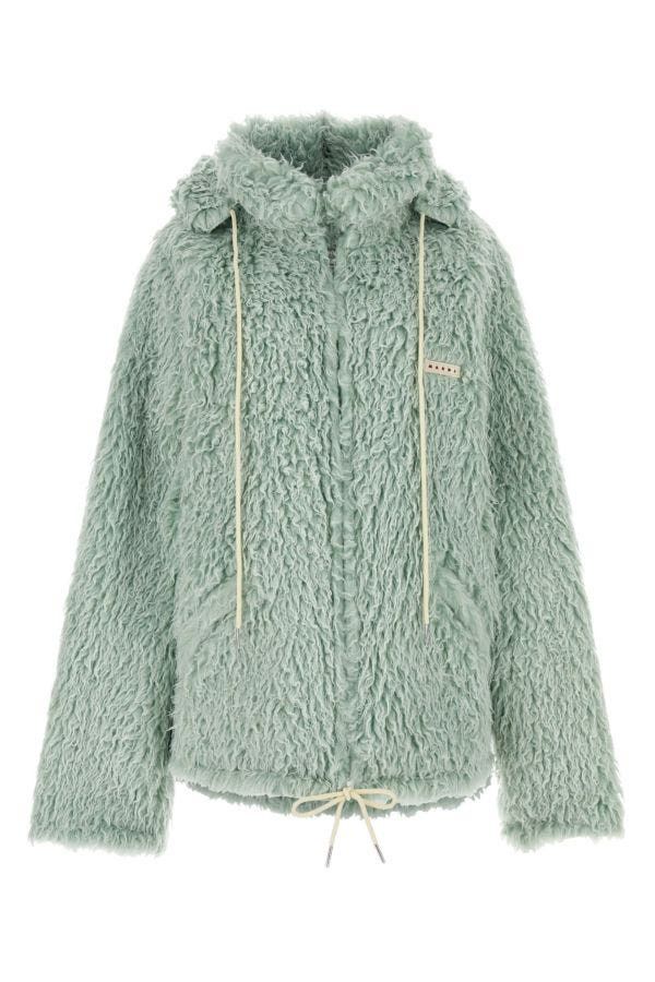 Marni Sea Green Eco Fur Coat Size US L / EU 52-54 / 3 - 3 Thumbnail