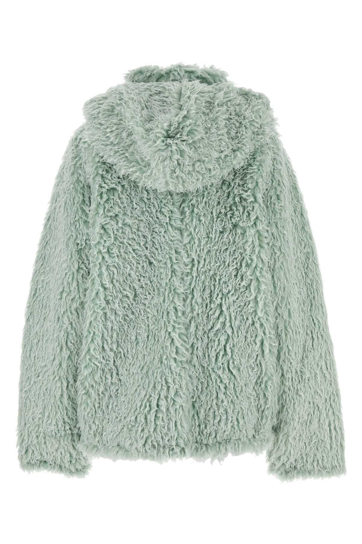 Marni Sea Green Eco Fur Coat Size US L / EU 52-54 / 3 - 2 Thumbnail