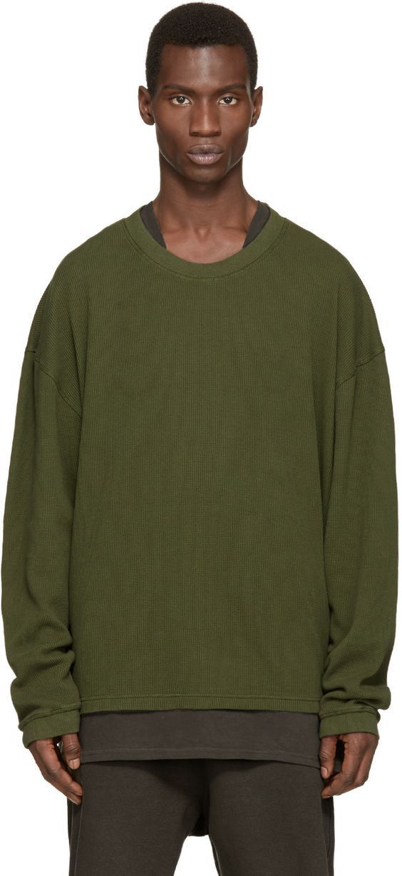 Yeezy Season Yeezy Season 1 Green Waffle Knit Shirt Grailed