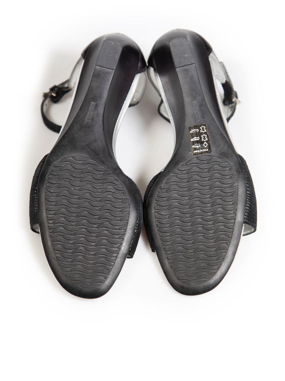 Hogan Black Suede Lizard Embossed Strap Sandals Size US 7 / IT 37 - 4 Thumbnail