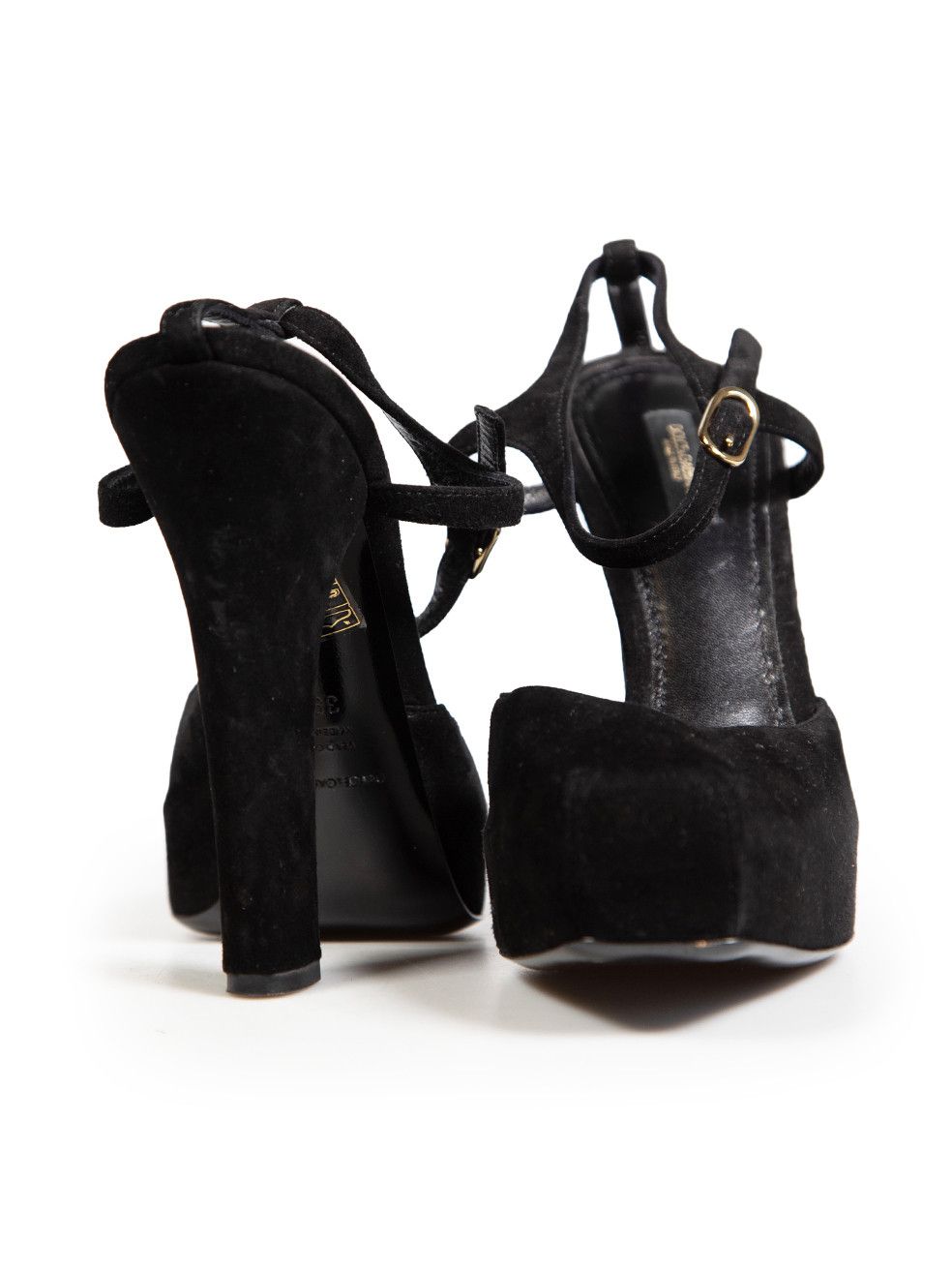 Dolce & Gabbana Black Platform Suede Heels Size US 9.5 / IT 39.5 - 3 Thumbnail