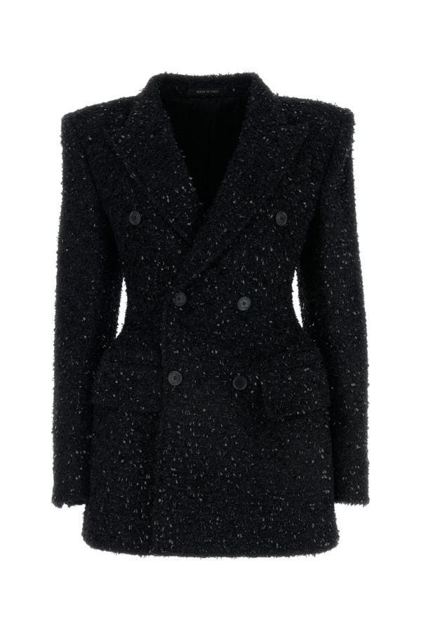 Balenciaga Black Boucle Oversize Hourglass Blazer Size S / US 4 / IT 40 - 3 Thumbnail