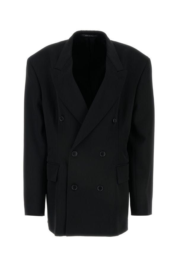 Balenciaga Black Barathea Oversize Cinched Blazer Size S / US 4 / IT 40 - 3 Thumbnail