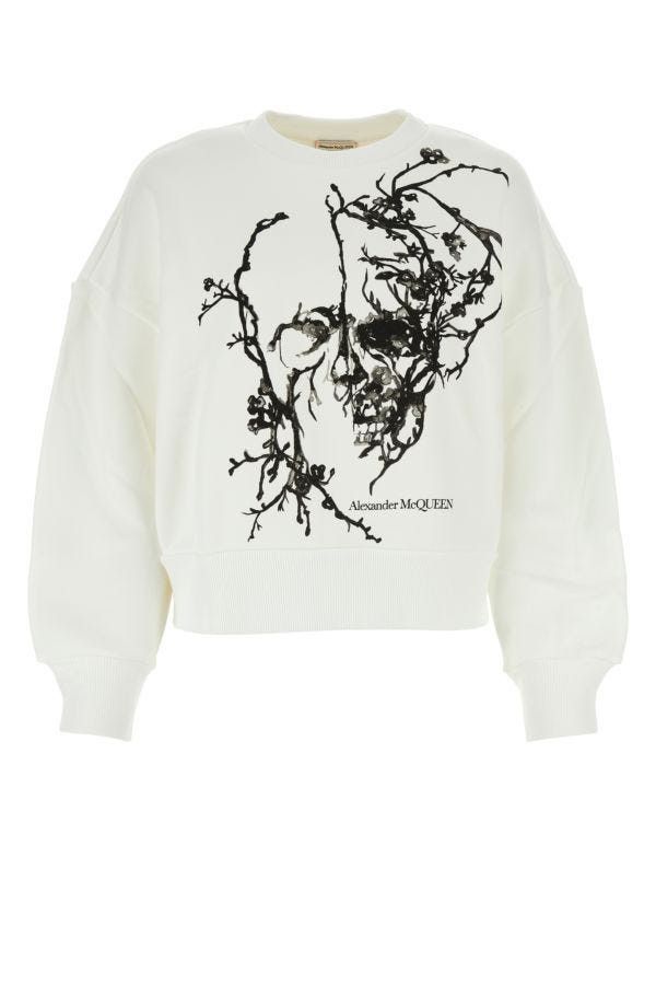 Alexander McQueen White Cotton Sweatshirt Size XS / US 0-2 / IT 36-38 - 3 Thumbnail