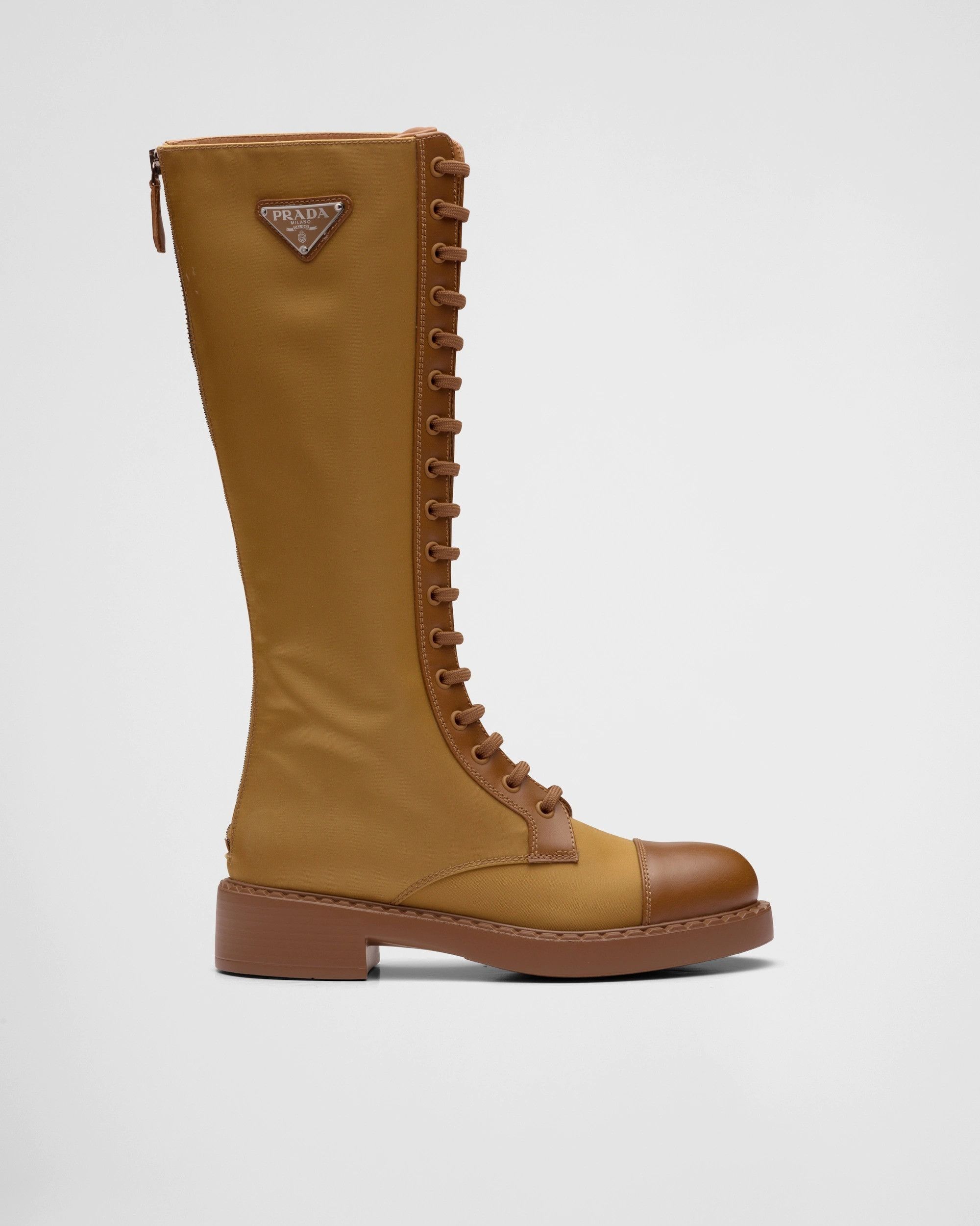 Prada Brushed Leather and Re-nylon Lace-up Boots Size US 6 / IT 36 - 2 Thumbnail