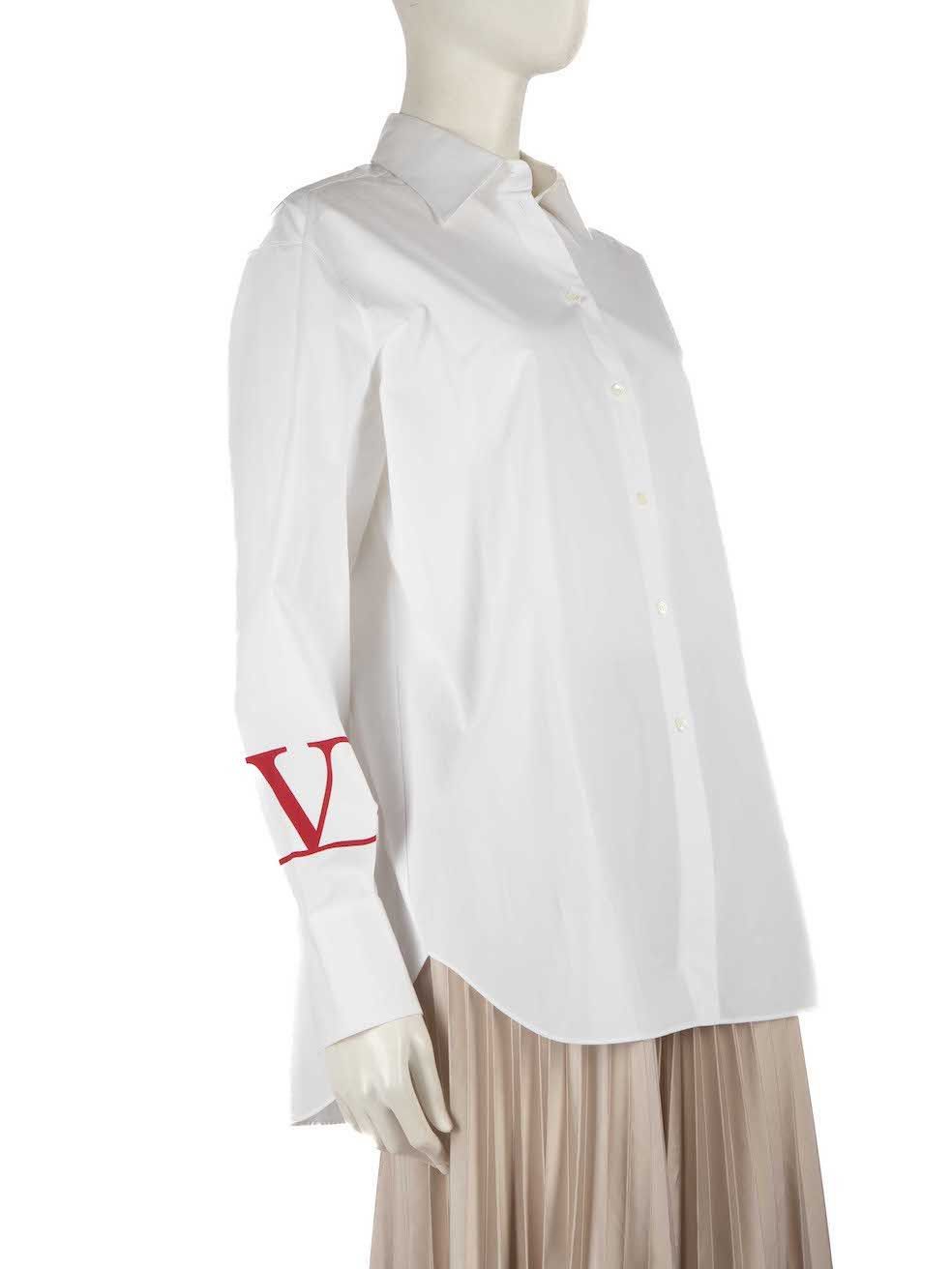 Valentino White V-Logo Shirt Size M / US 6-8 / IT 42-44 - 2 Thumbnail