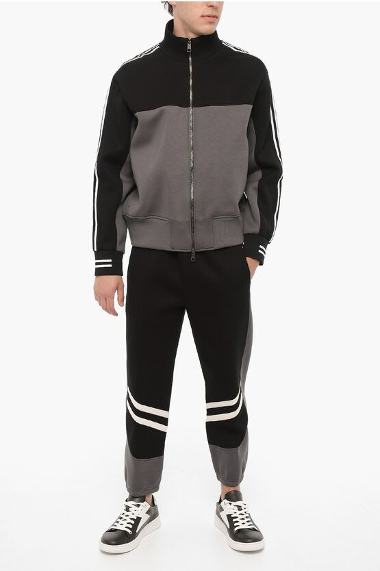 Two-Tone Neoprene Slim Fit Sweatshirt