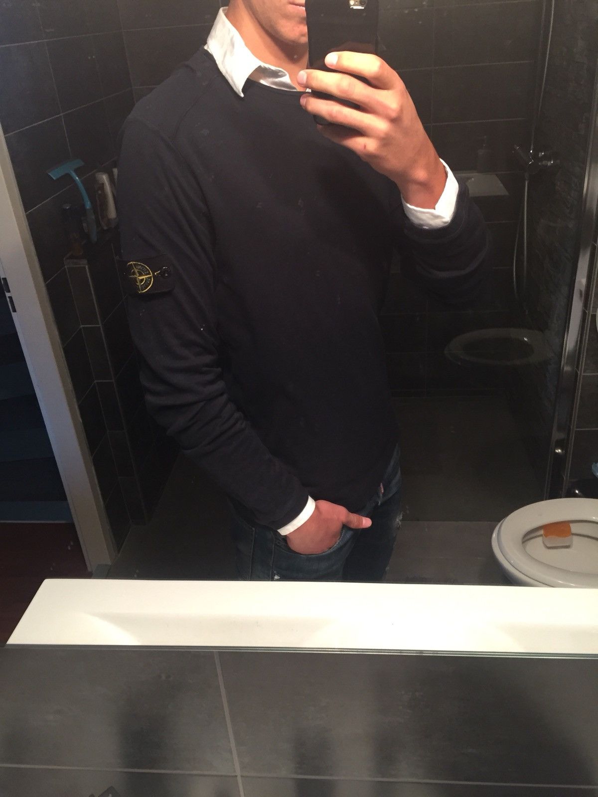 Stone Island Navy Blue Longsleeve T-shirt