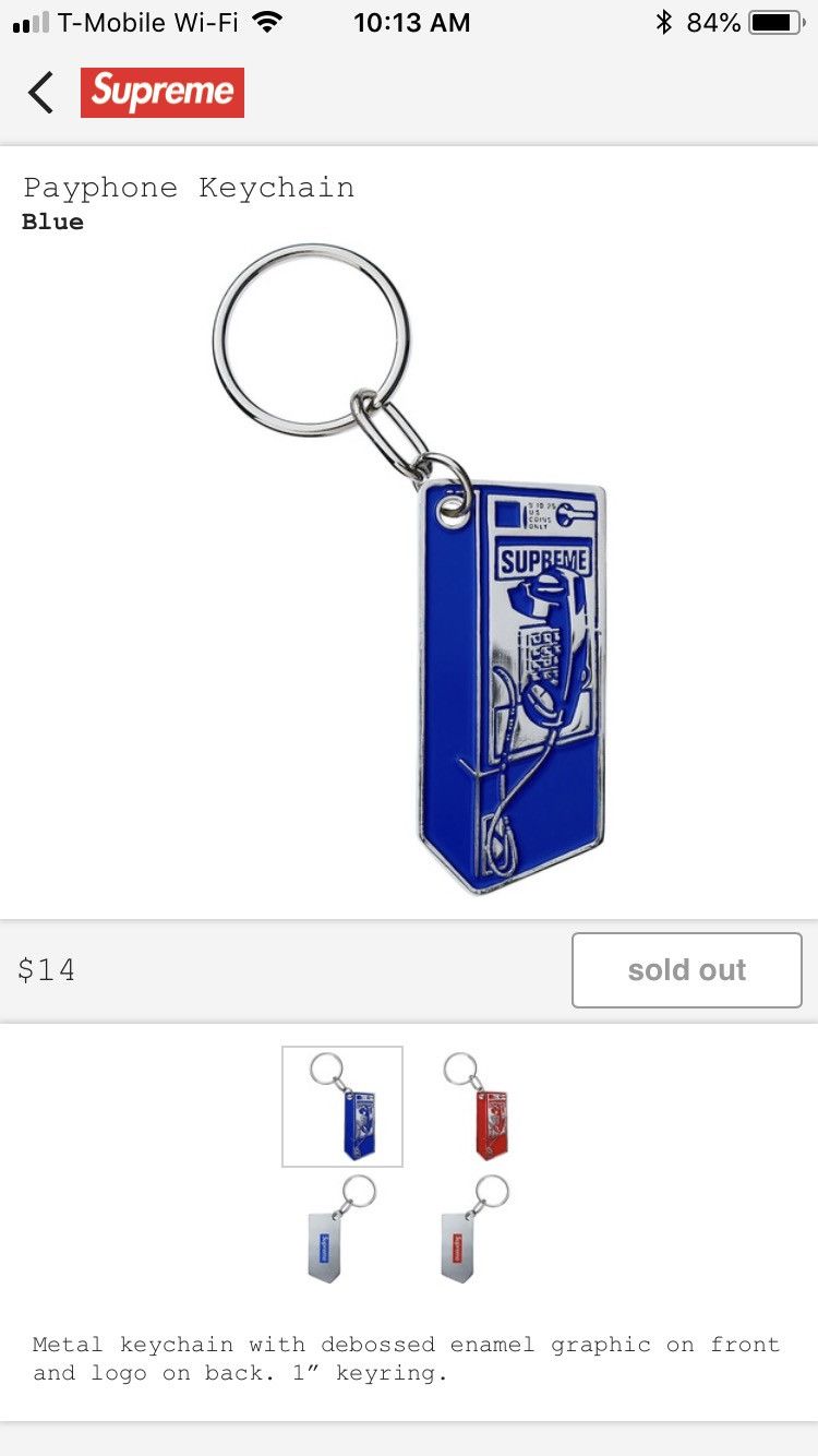 Supreme Payphone Keychain (FW18) - $14