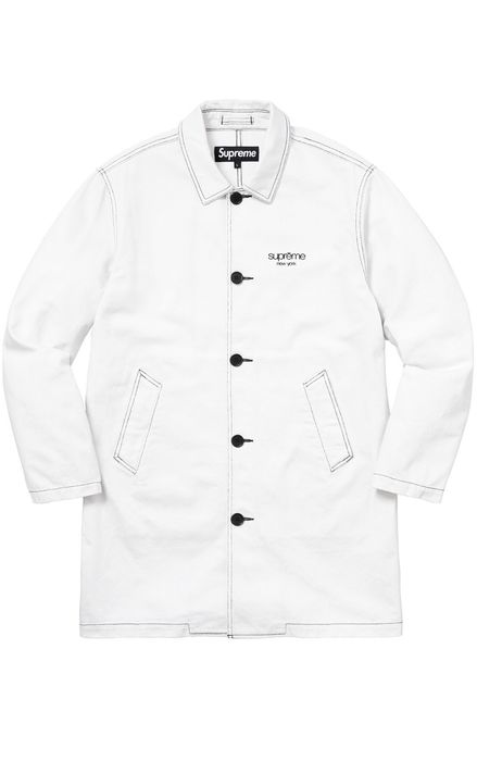 Supreme Supreme Washed Work White Trench Coat | Grailed