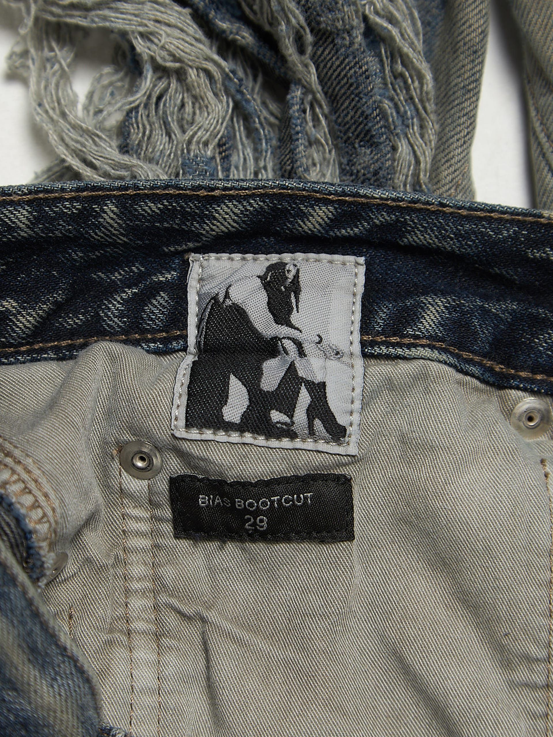 Rick Owens Blu Slashed Hustler Cotton Jeans Size US 29 - 4 Thumbnail