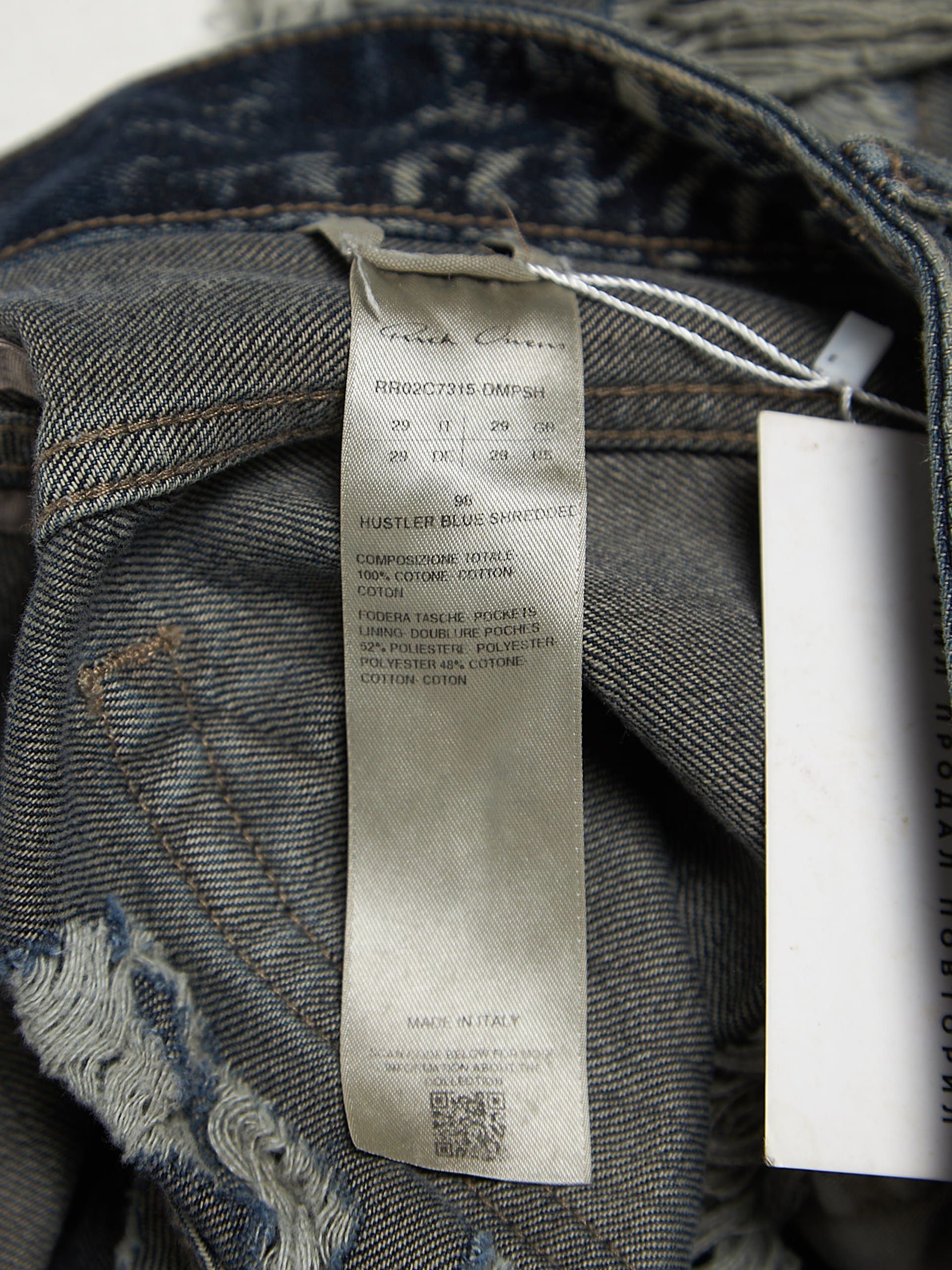 Rick Owens Blu Slashed Hustler Cotton Jeans Size US 29 - 5 Thumbnail