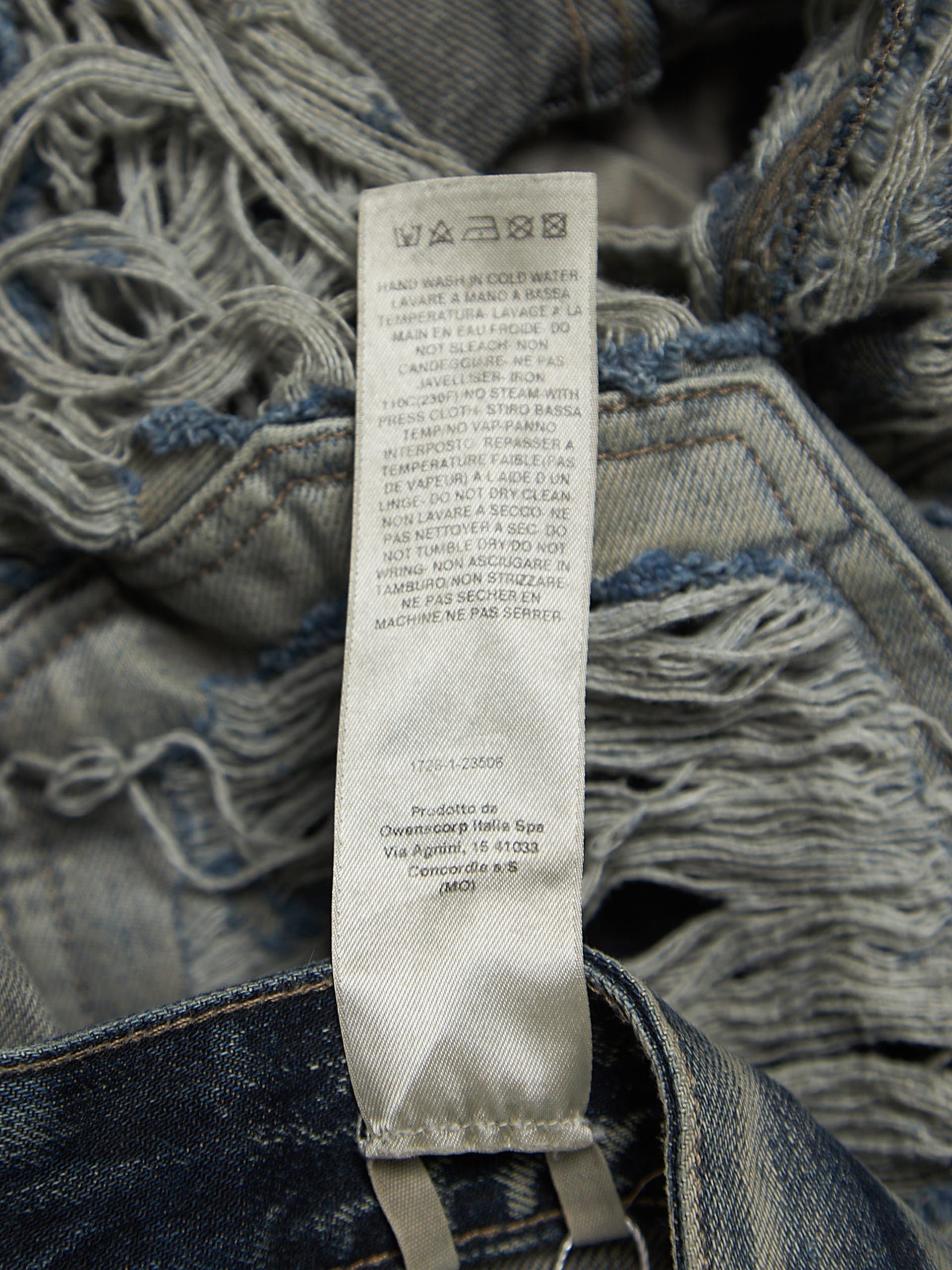 Rick Owens Blu Slashed Hustler Cotton Jeans Size US 29 - 6 Thumbnail