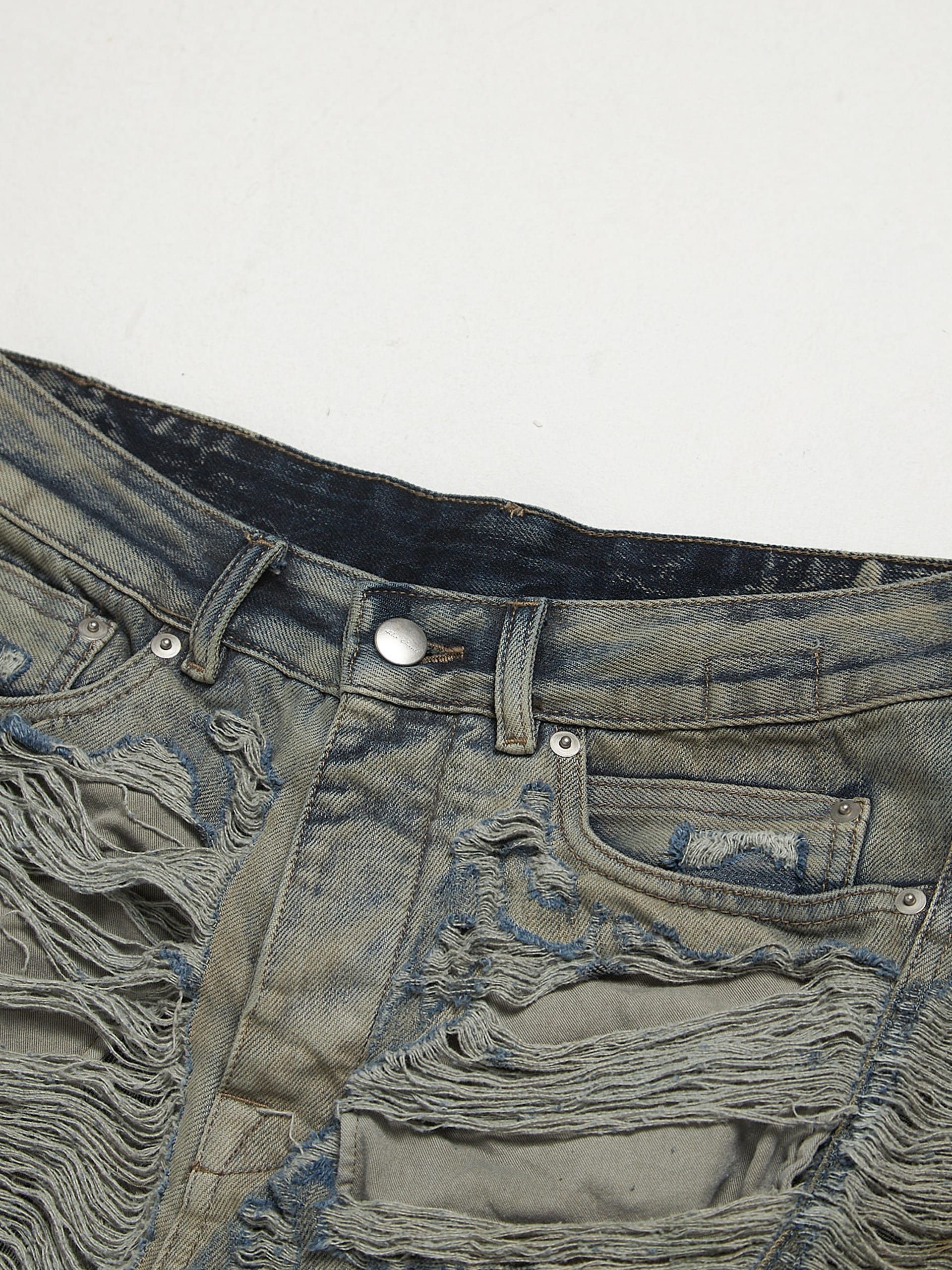 Rick Owens Blu Slashed Hustler Cotton Jeans Size US 29 - 3 Thumbnail