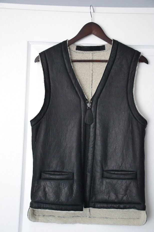 image of Maison Margiela Mmm14 Sheepskin Leather Vest in Black, Men's (Size Medium)