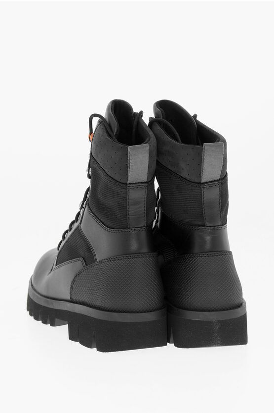 Heron Preston Solid Color Leather and Fabric Combat Boots with Commando So Size US 9 / EU 42 - 2 Thumbnail