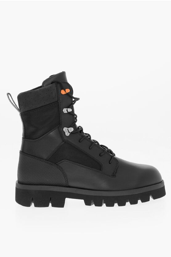 Heron Preston Solid Color Leather and Fabric Combat Boots with Commando So Size US 9 / EU 42 - 3 Thumbnail
