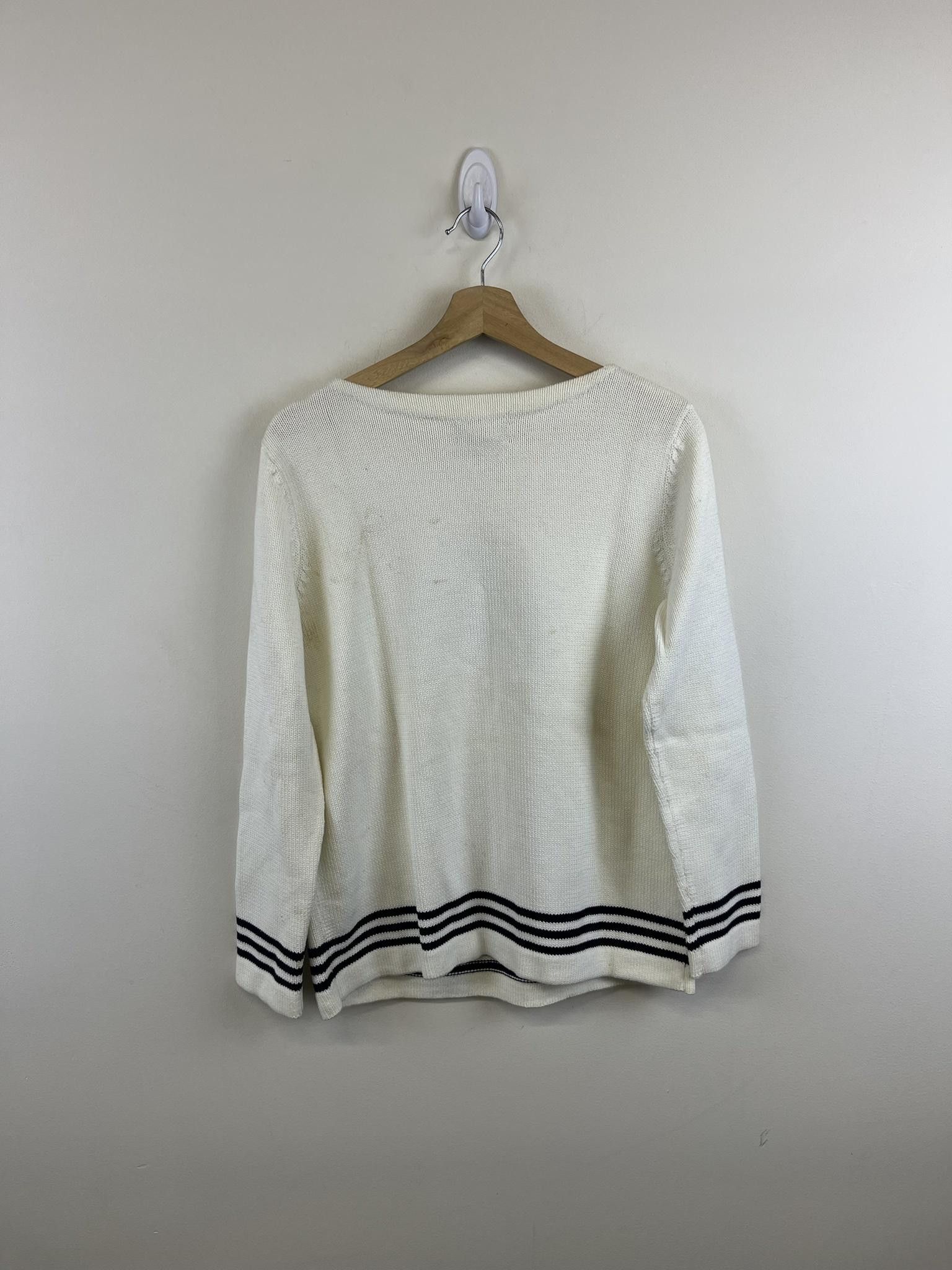 Ralph Lauren × Vintage Ralph Lauren Striped Ribbing Anchor Sweater Size US S / EU 44-46 / 1 - 3 Thumbnail