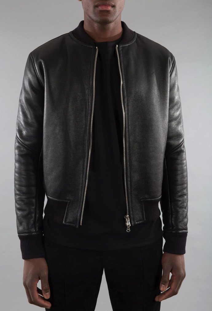 image of Deveaux $5,000 Super Luxe Black Shearling Bomber Jacket, Men's (Size Medium)