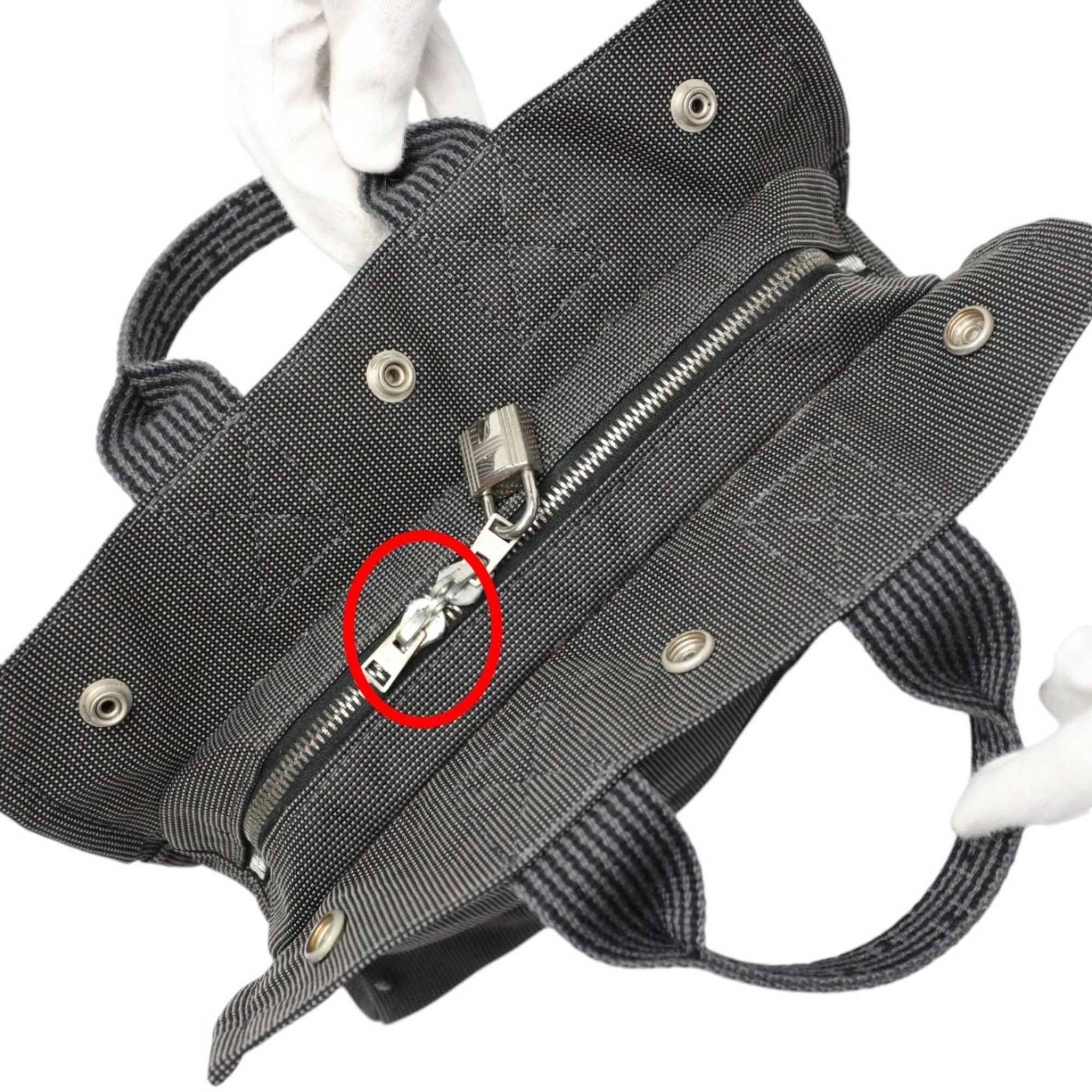Hermes HERMES Handbag Air Line Canvas Grey Size ONE SIZE - 12 Thumbnail