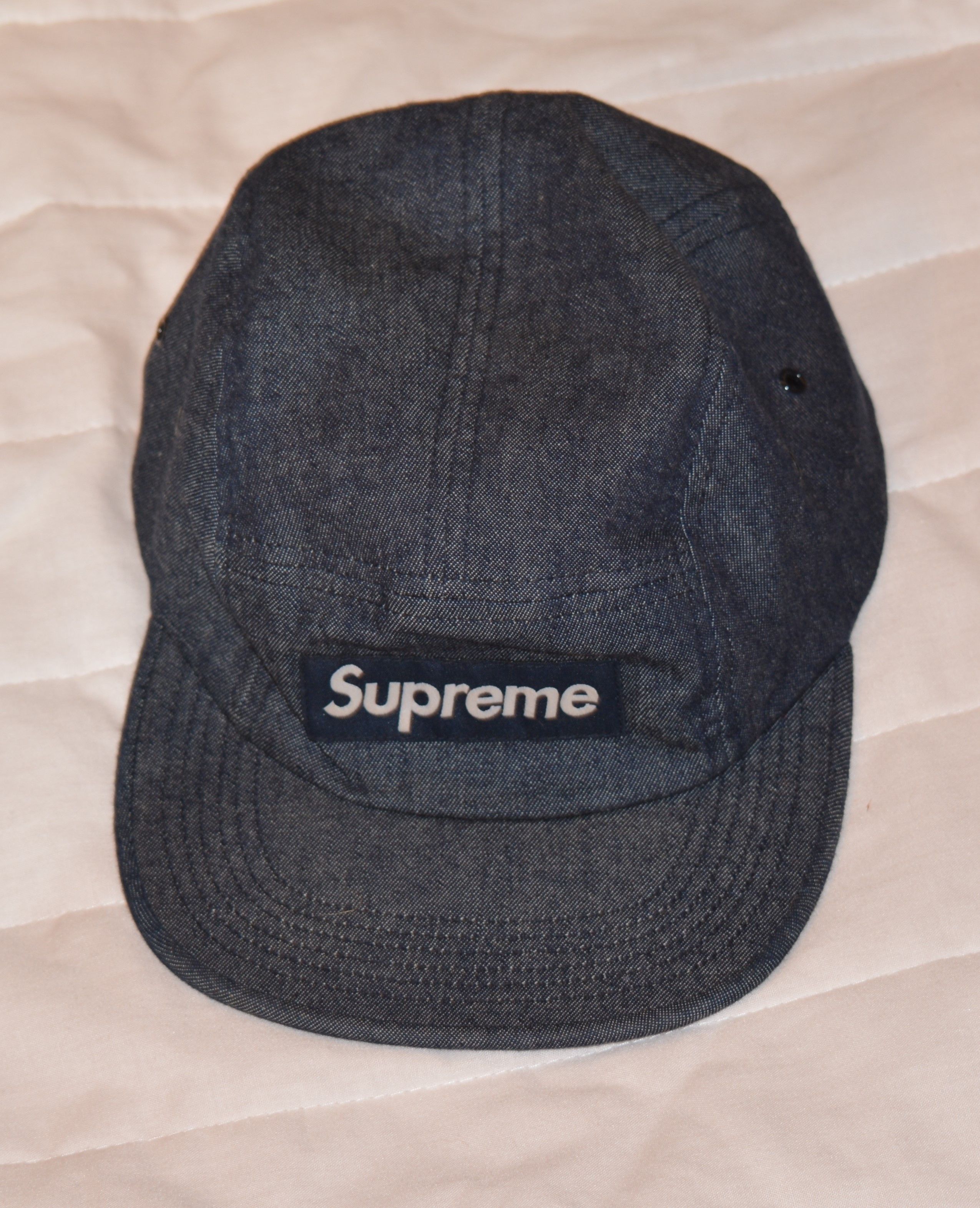 Supreme Supreme Indigo Denim Croc Strap Box Logo 5-Panel Hat | Grailed