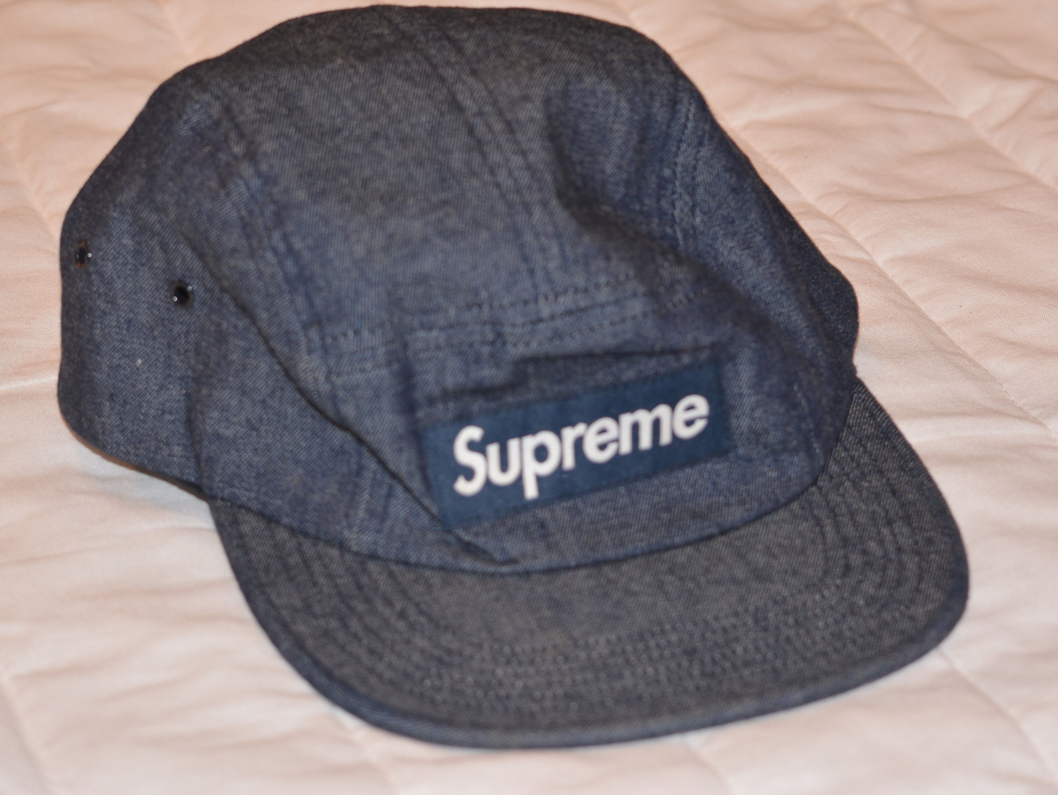 Supreme Supreme Indigo Denim Croc Strap Box Logo 5-Panel Hat | Grailed