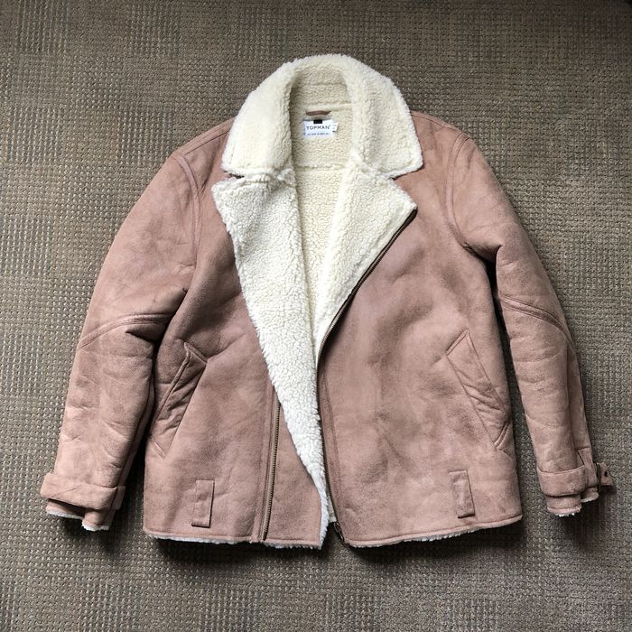 Topman Sherpa Moto Coat | Grailed