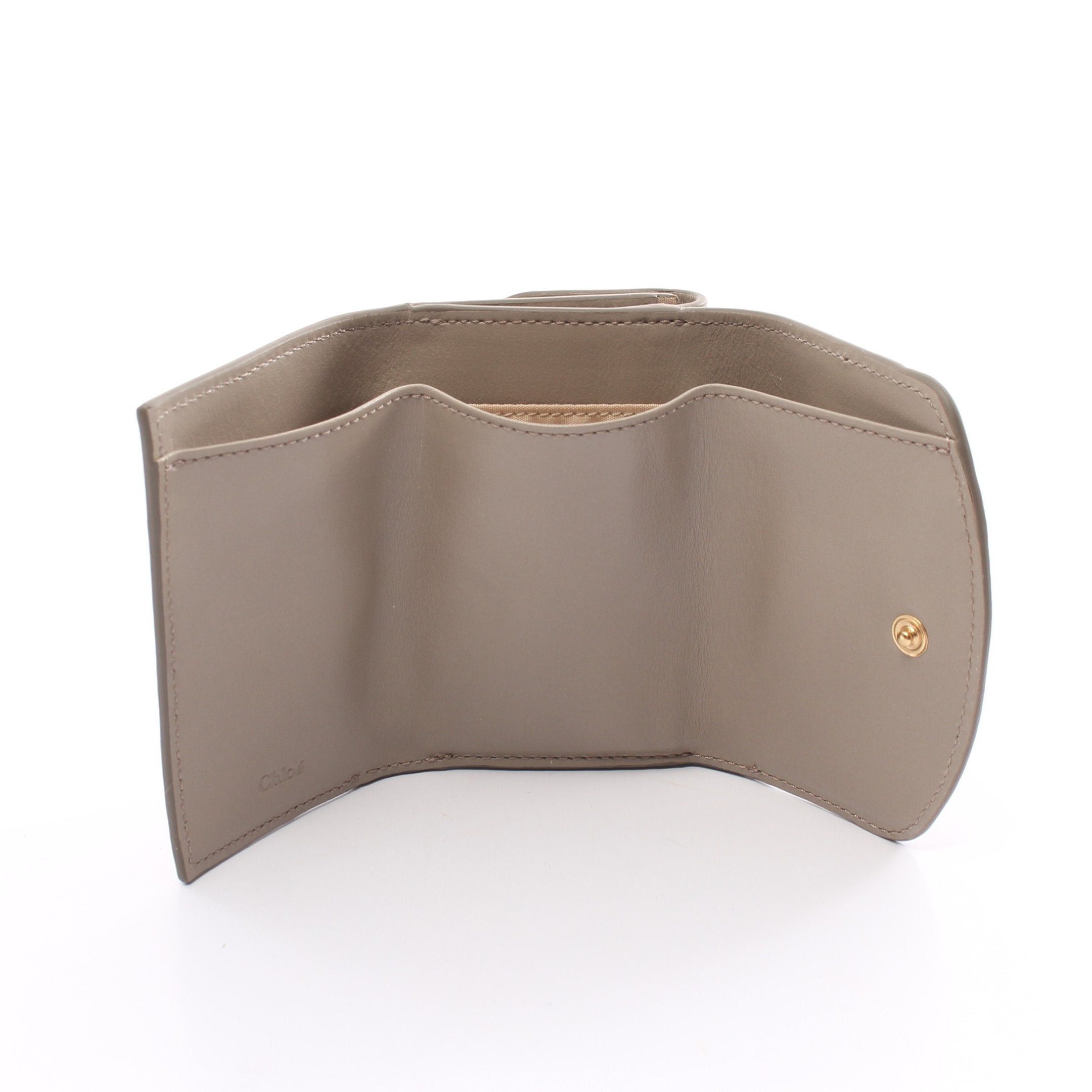 Chloe Chloe Chloe C Croesie Trifold Wallet Compact Leather Gray Beige Size ONE SIZE - 3 Thumbnail