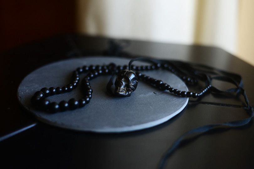 Ann Demeulemeester Black Pearl Skull Necklace | Grailed