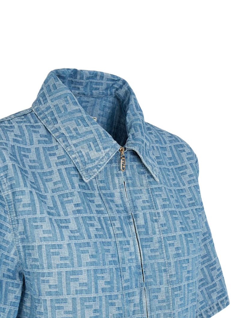 Fendi DENIM JACKET WITH FF PRINT IN LIGHT BLUE Size S / US 4 / IT 40 - 3 Thumbnail