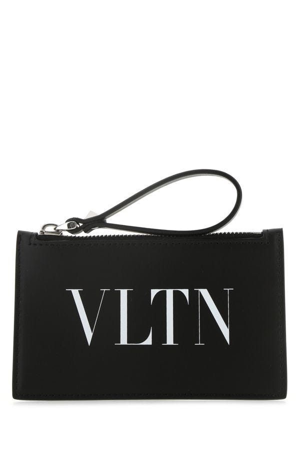 Valentino Black Leather Card Holder Size ONE SIZE - 3 Thumbnail