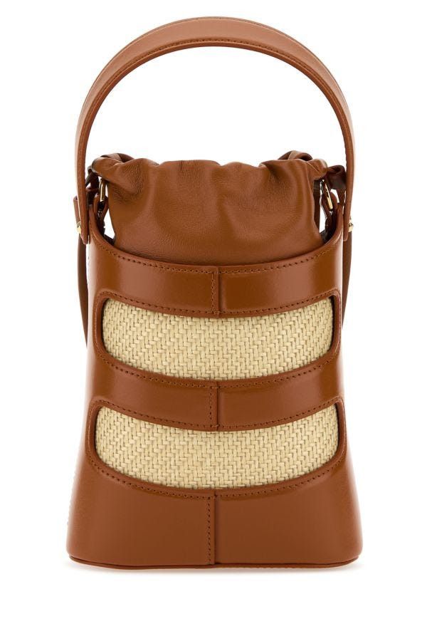 Alexander McQueen Two-Tone Leather And Raffia Mini The Rise Bucket Bag Size ONE SIZE - 5 Thumbnail