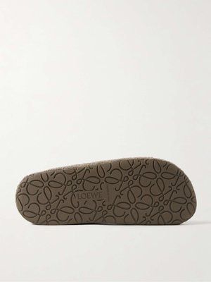 Loewe Lago Brushed Suede Slippers Khaki Size US 6 / EU 39 - 4 Thumbnail