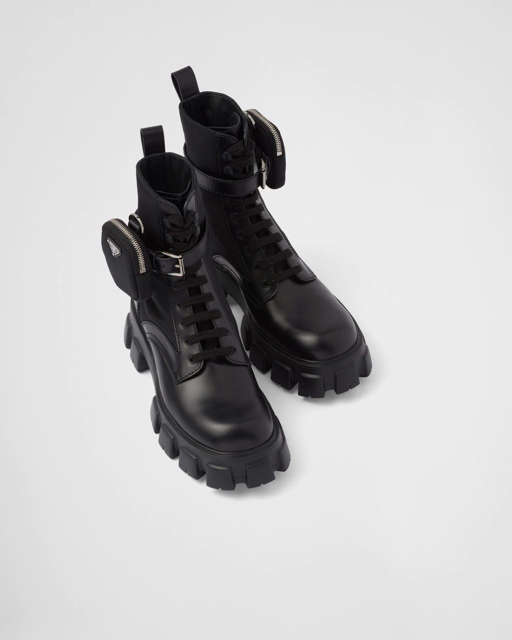 Prada Leather and Nylon Platform Combat Boots with Pouches Size US 8.5 / EU 41-42 - 3 Thumbnail