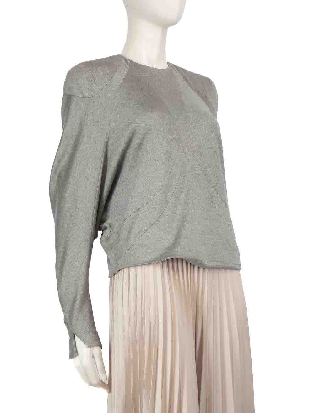 Louis Vuitton Grey Silk Shoulder Padded Crop Top Size S / US 4 / IT 40 - 2 Thumbnail