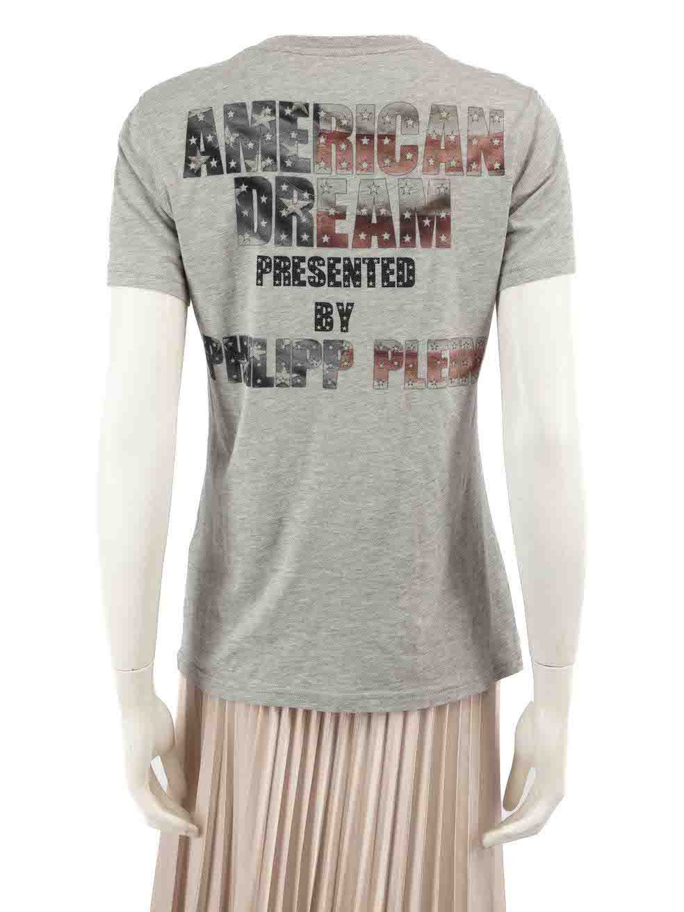 Philipp Plein Grey Embellished Graphic T-Shirt Size XS / US 0-2 / IT 36-38 - 3 Thumbnail