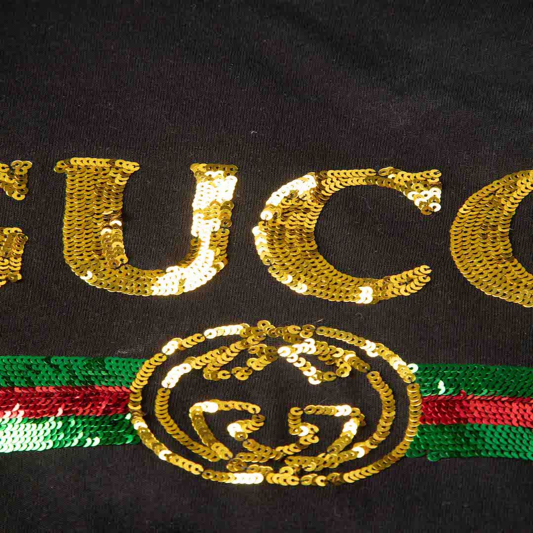 Gucci Black Sequin Tiger Logo T-Shirt Size S / US 4 / IT 40 - 4 Thumbnail