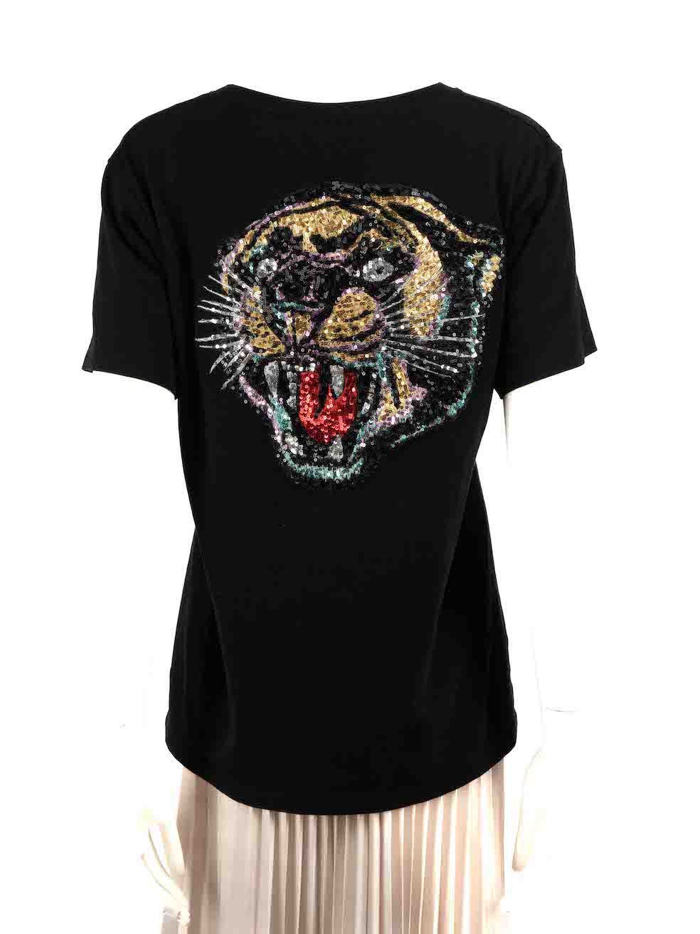 Gucci Black Sequin Tiger Logo T-Shirt Size S / US 4 / IT 40 - 3 Thumbnail