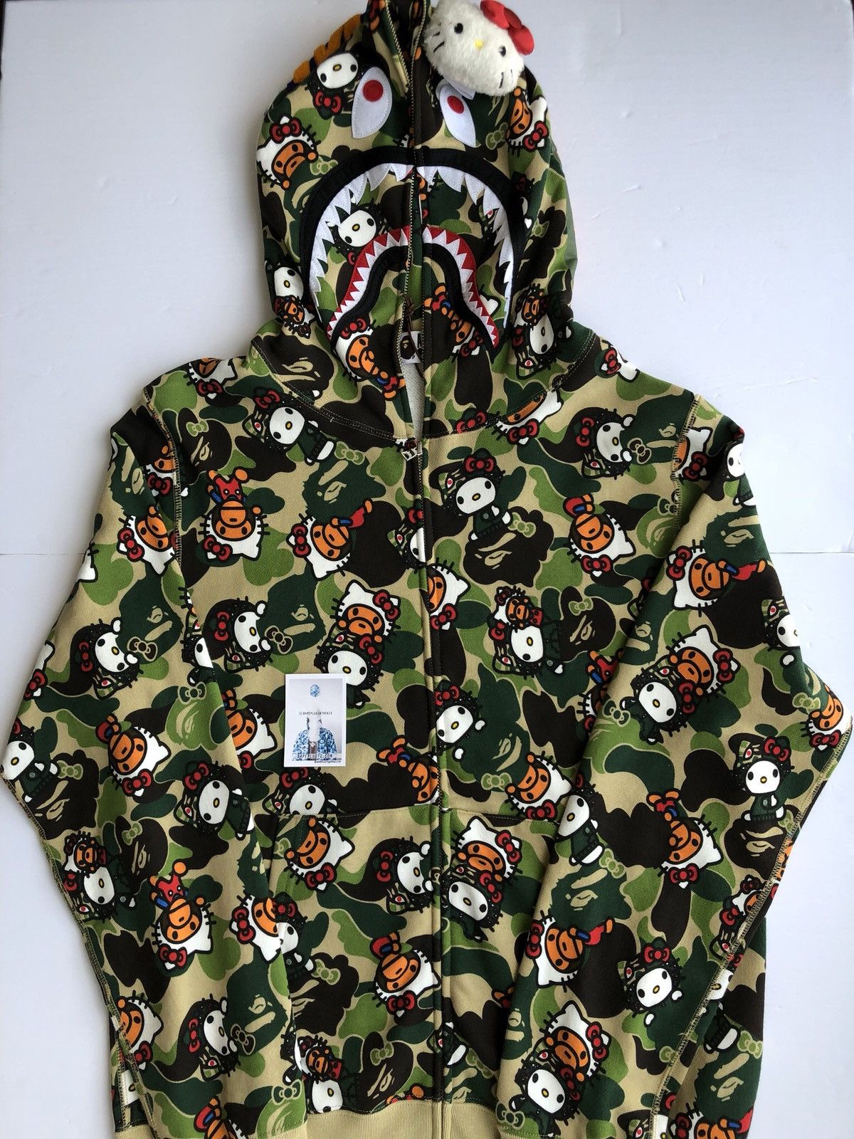 Bape Bape ABC Camo Hello Kitty Shark Zip Up Hoodie Green Size XL