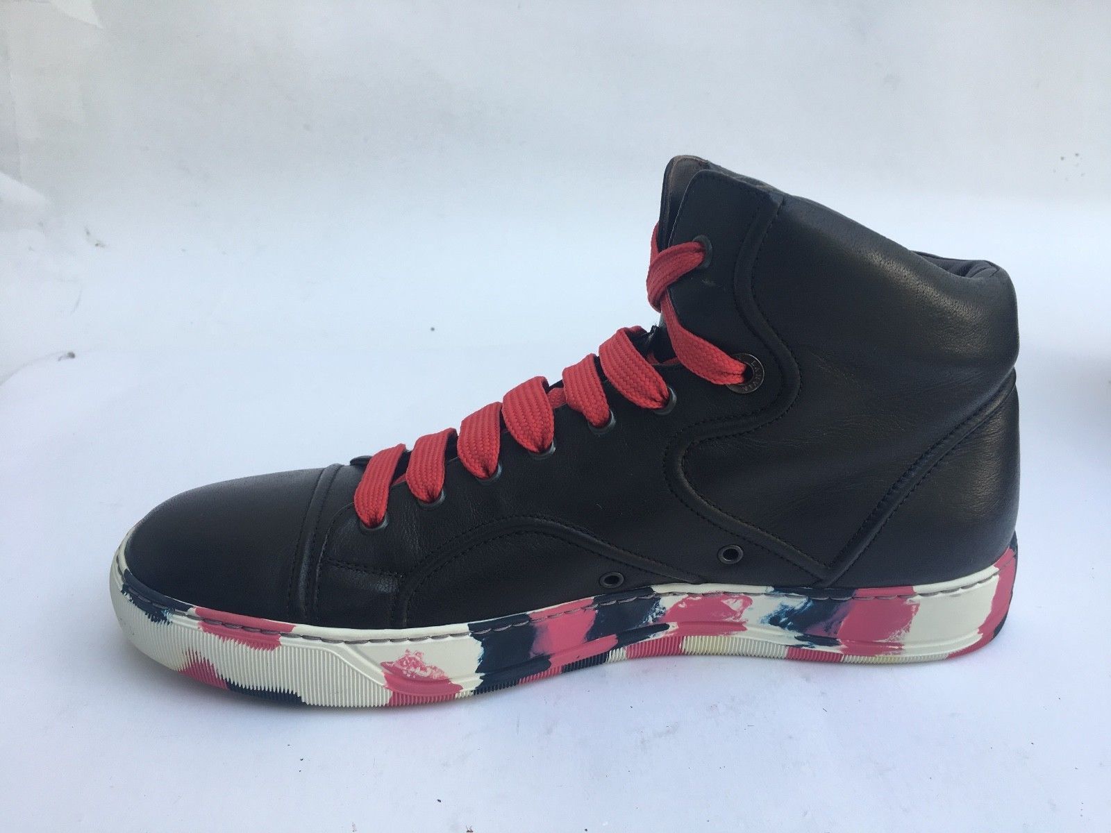Lanvin LANVIN High Top Sneakers Black Leather Camouflage Sole Size US 8 / EU 41 - 3 Thumbnail