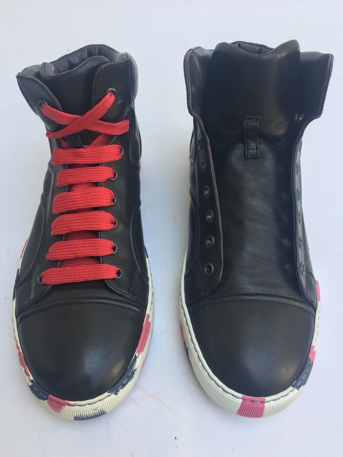 Lanvin LANVIN High Top Sneakers Black Leather Camouflage Sole Size US 8 / EU 41 - 4 Thumbnail