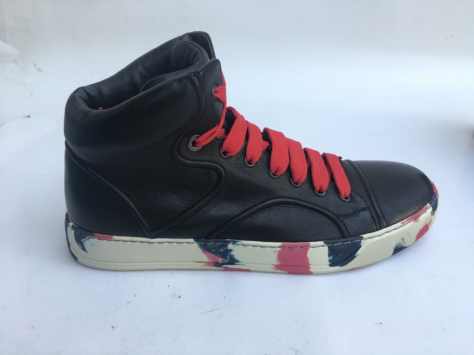 Lanvin LANVIN High Top Sneakers Black Leather Camouflage Sole Size US 8 / EU 41 - 2 Thumbnail