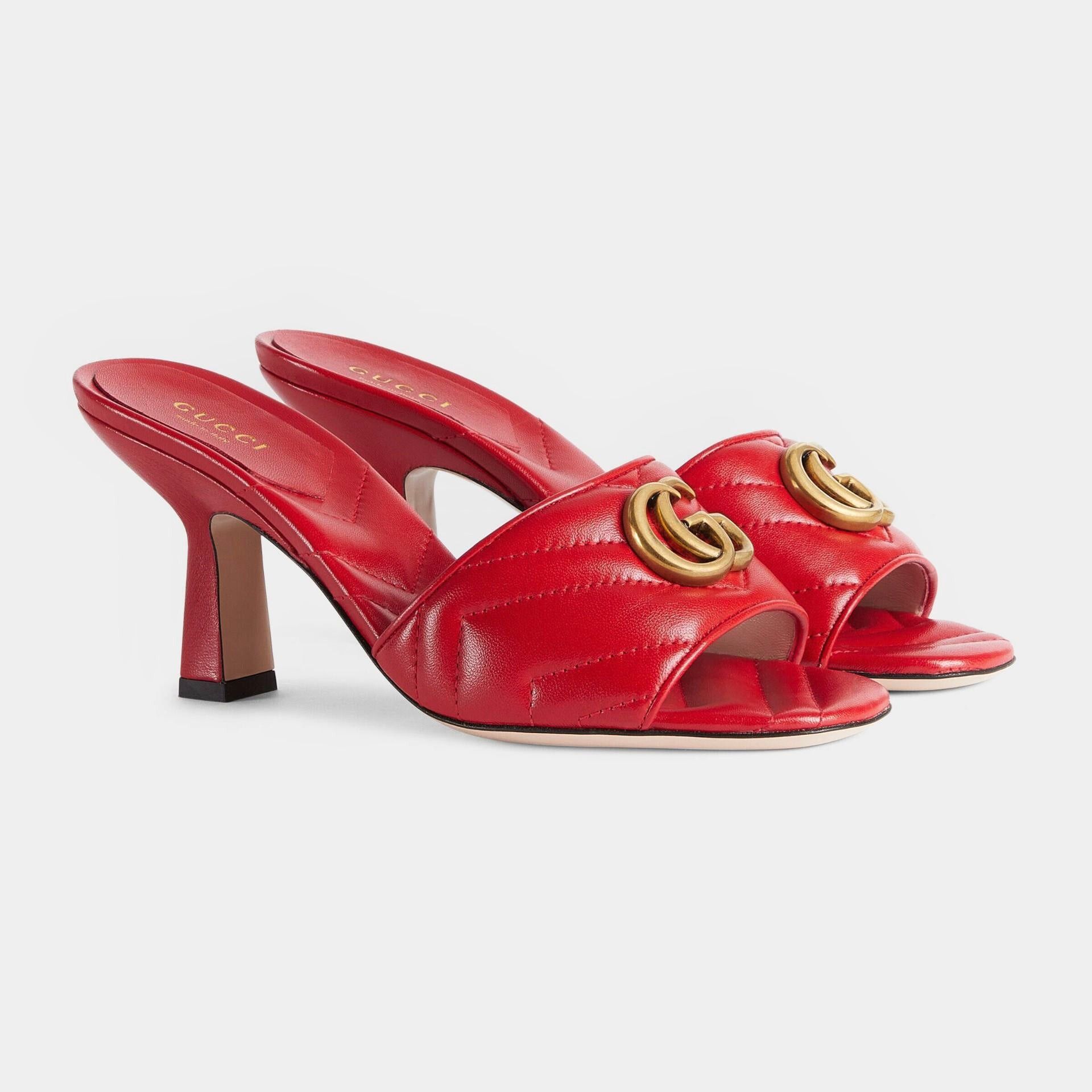 Gucci Gucci Double G Leather Slide Sandals SIZE 39 Size ONE SIZE - 2 Thumbnail