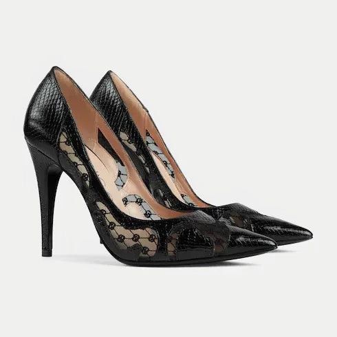 Gucci Gucci GG Python Print Leather Pumps SIZE 38.5 Size ONE SIZE - 2 Thumbnail