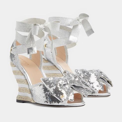 Gucci Gucci Bow Sequin Espadrille Sandals SIZE 36 Size ONE SIZE - 2 Thumbnail