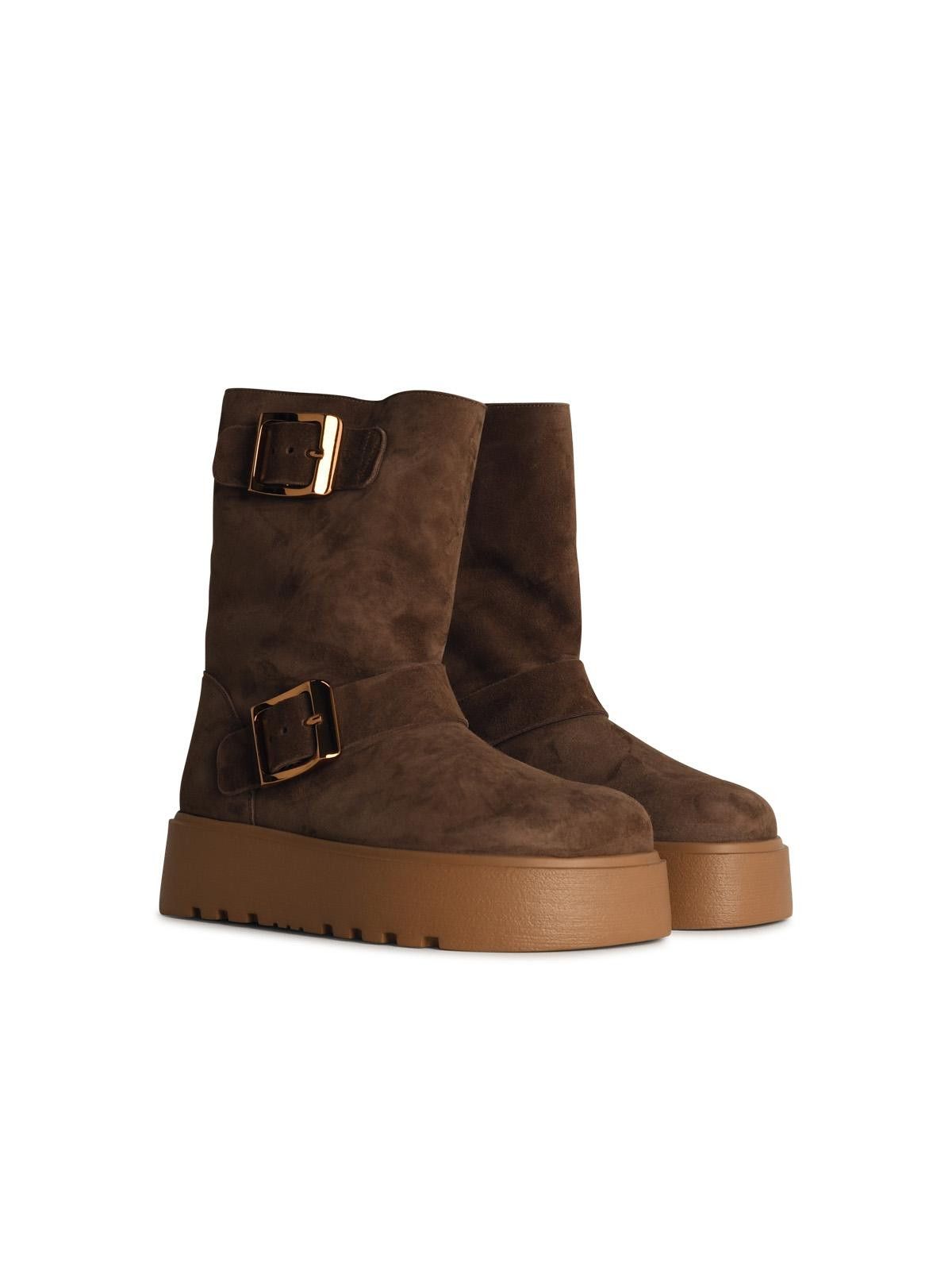 Casadei CASADEI 'Ale' Brown Suede Blend Ankle Boots Size US 11 / IT 41 - 2 Thumbnail