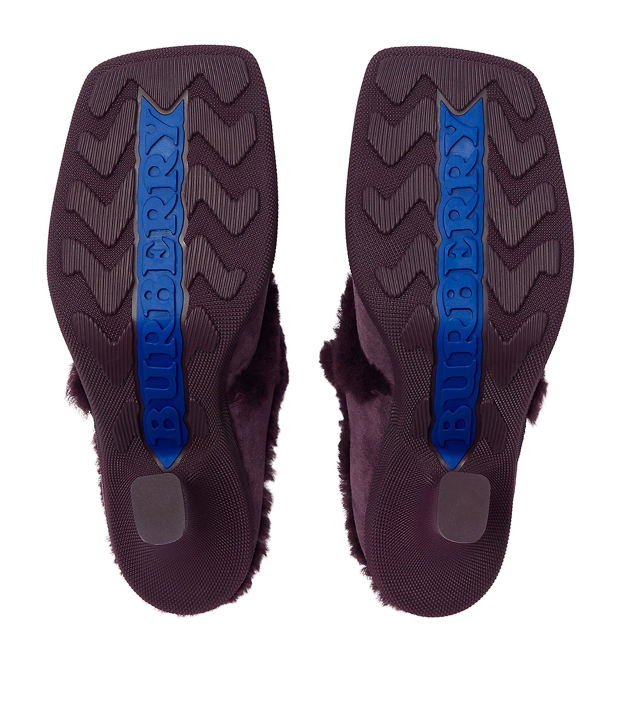 Burberry Suede-Shearling Highland Mules Size US 7 / IT 37 - 3 Thumbnail