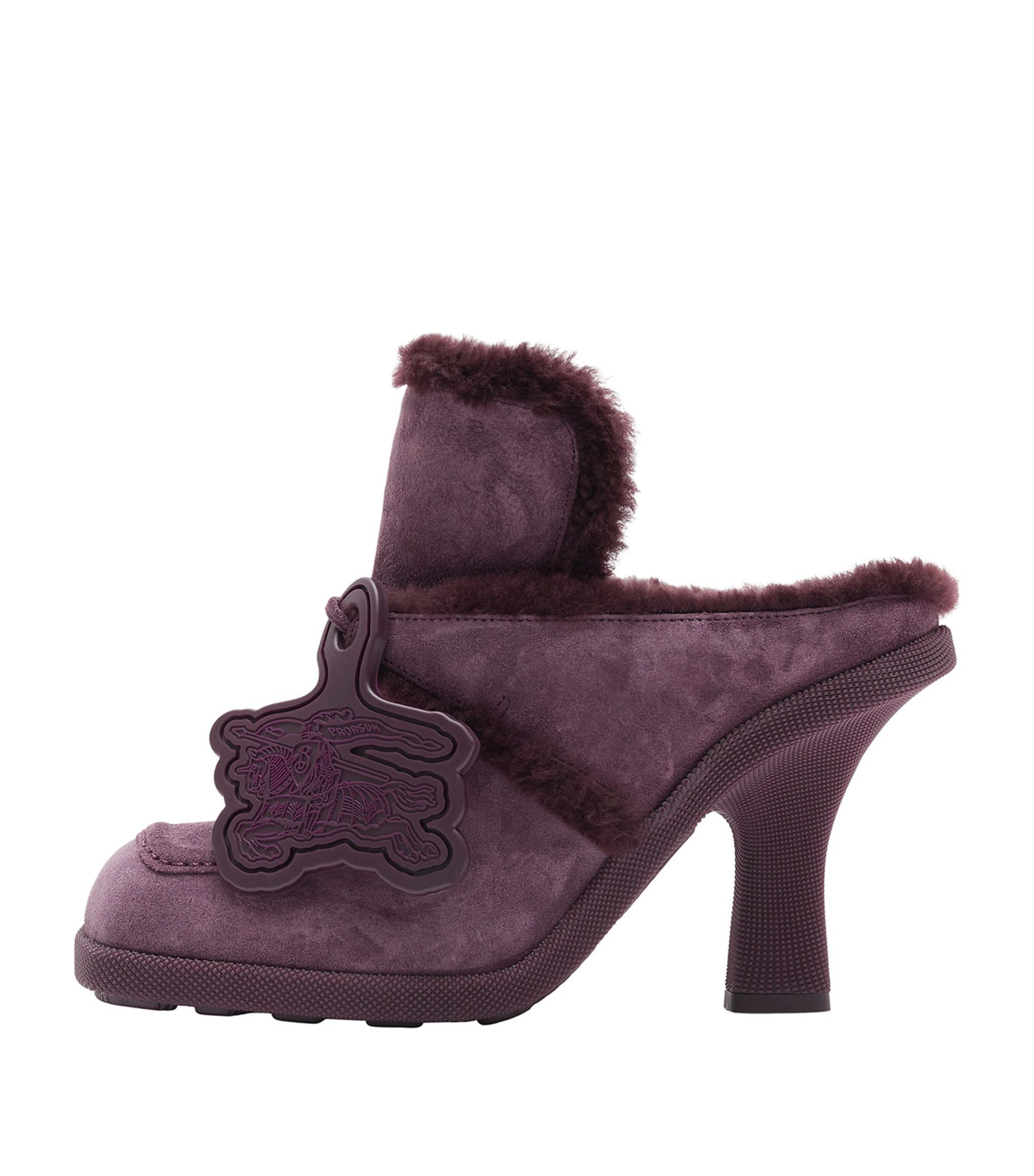 Burberry Suede-Shearling Highland Mules Size US 7.5 / IT 37.5 - 4 Thumbnail