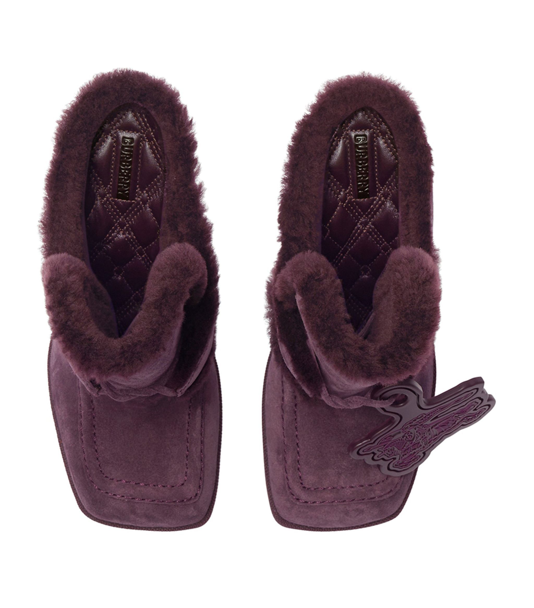 Burberry Suede-Shearling Highland Mules Size US 8.5 / IT 38.5 - 2 Thumbnail
