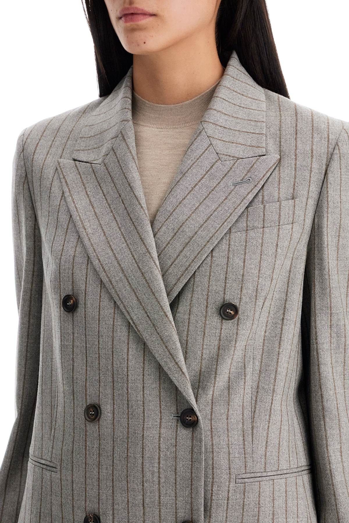 Brunello Cucinelli BRUNELLO CUCINELLI Double-Breasted Mouliné P Size S / US 4 / IT 40 - 4 Thumbnail
